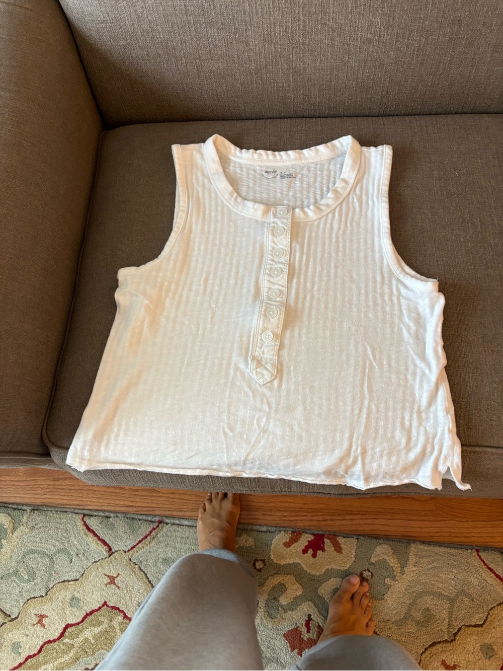 Aerie Ribbed Henley Tank Tops  with Button Placket